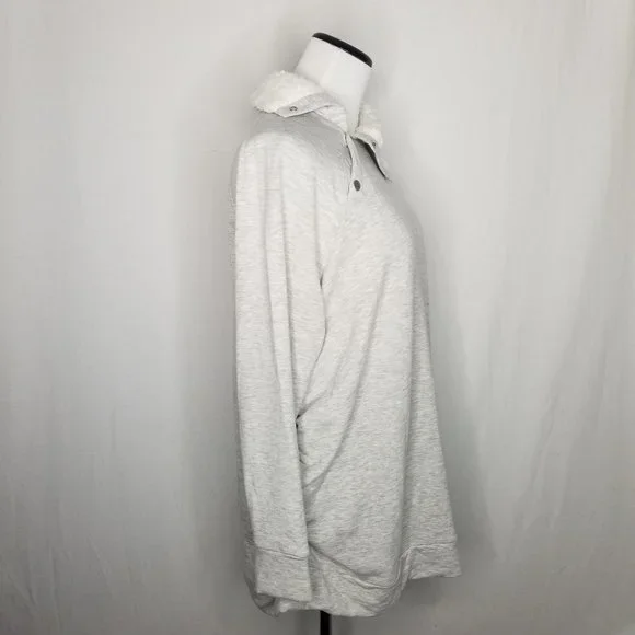 Maternity Sherpa Fleece Sweatshirt Light Gray - Picture 6 of 8